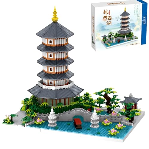 West Lake Bausteine Bausatz, 3976 Teile Chinese Architecture Micro Bausteine Set, Modular Haus Modellbausatz, Home Accessories, Kreatives Geschenk für Erwachsene Kinder (8270) von Unativer