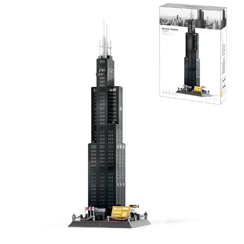 Willis Tower Chicago Bausteine Busatz, 1241 Teile Amerikanische Wahrzeichen Architektonisches Modell, MOC Hausbau Konstruktionsspielzeug Set, Home Decor Model Geschenk für Kinder Erwachsene (5228) von Unativer