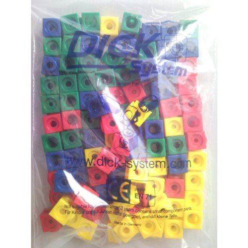 100 Steckwürfel 4-farbig (rot, gelb, grün, blau), 1,7cm, allseitig steckbar von Unbekannt