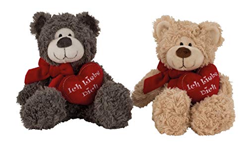 Unbekannt 2 er Set Teddybär sitzend 17cm mit Herz Ich Liebe Dich Plüschtier Kuscheltier Teddy Bär von Unbekannt