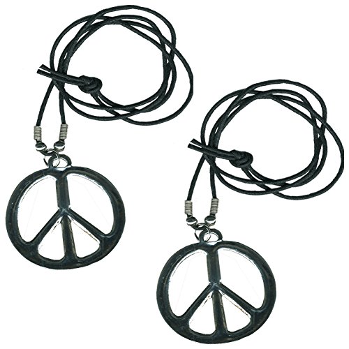 2 x Peace Medaillon mit Umhängeband für 70-er Jahre 70er Flower Power Medallion von Unbekannt