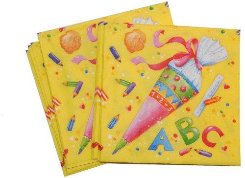250012 Motiv Serviette Schulanfang Schultüte ABC, Start School, Gelb 250012 Motiv Serviette Schulanfang Schultüte ABC, Start School, Gelb von Unbekannt