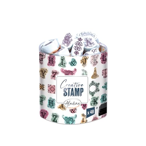 Aladine - Stampo Scrap Arabesque – Stempel-Set für kreative Karten – Scrap, DIY, Basteln – Stempelset zum Mitnehmen + schwarzes Stempelkissen inklusive – Motiv Arabesken von Aladine