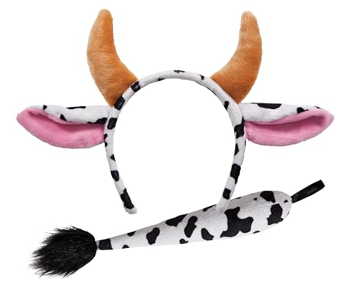 Zebra-Haarreif und Schweif, Kostüm Set für Halloween One Size Cow von Wicked Costumes