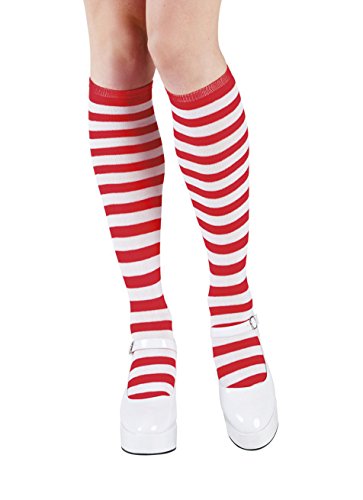 Boland 97040 - Kniestrümpfe mit Streifen, Rot-Weiß, dehnbar, Clown, freches Mädchen, Karneval, Mottoparty Boland 97040 - Kniestrümpfe mit Streifen, Rot-Weiß, dehnbar, Clown, freches Mädchen, Karneval, Mottoparty von Boland