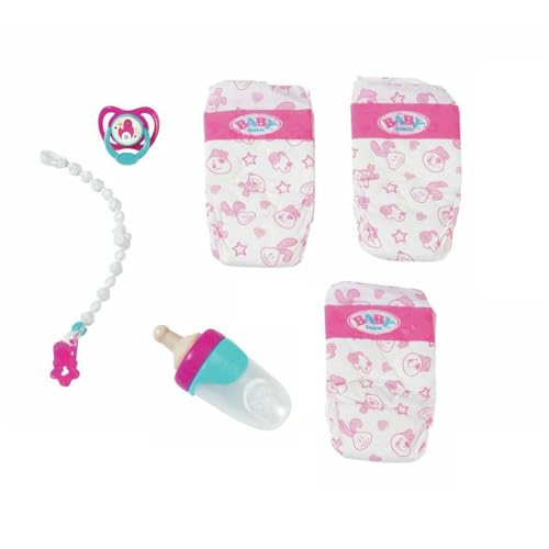 BABY born Spielzeugzubehör Set: 3 Windeln, Schnuller mit Kette & Babyflasche (Manuell, Kunststoff, Unisex, ab 3 Jahren) BABY born Spielzeugzubehör Set: 3 Windeln, Schnuller mit Kette & Babyflasche (Manuell, Kunststoff, Unisex, ab 3 Jahren) von My Pet Elephant