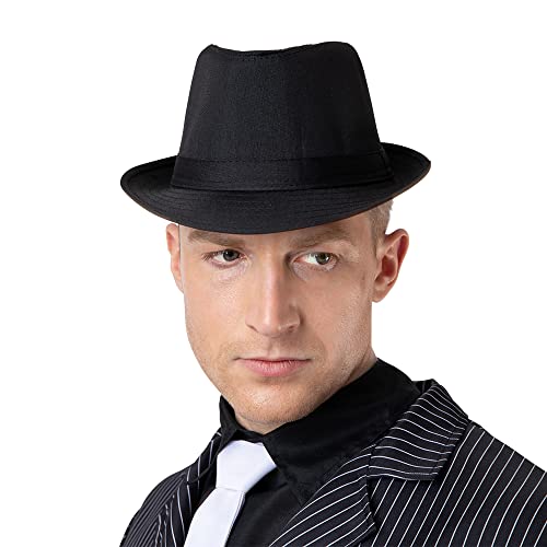 Schwarze Fedora, einfacher Hut, Zubehör für Gangster-Kostüm von Wicked Costumes