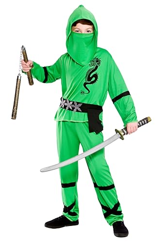 Grünes Power Ninja Kostüm für Jungen, Verkleidung Age 11-13, Childs -> Age 11-13 grün von Wicked Costumes