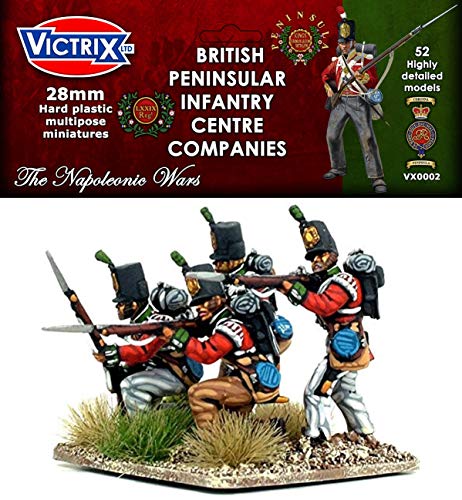 Victrix VX0002 - Britische Peninsular Infantry Center Companies - 52-Figuren-Set mit Flaggen - 28-mm-Plastikminiaturen aus Napoleon von VICTRIX