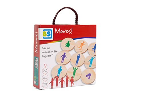 BS Toys Moves spiele - bewegungsspiele für kinder - Ab 4 Jahren - Gehirntraining für kinder - 18 verschiedene Bewegungen - ideal für Kindergeburtstag - mehrfarbig Fliesen von BS Toys