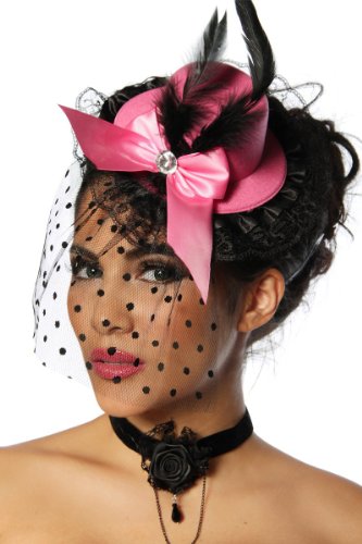 Burlesque Mini-Hut / Fascinator--rosa/schwarz--OS Burlesque Mini-Hut / Fascinator--rosa/schwarz--OS von Unbekannt