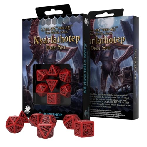 Q WORKSHOP QWOCTN62 Call of Cthulhu The Outer Gods Nyarlathotep RPG Ornamented Dice Set 7 Polyhedral Pieces von Q Workshop