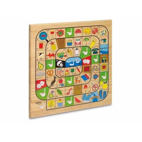 Cayro – Ludo und Gans – ab 5 Jahren – Holzmodell – Brettspiel für Kinder und Erwachsene – mit Wendebrett – Familienspaß – 2 bis 4 Spieler von Cayro