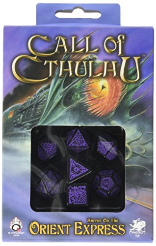Q WORKSHOP Call of Cthulhu Horror on The Orient Express RPG Ornamented Dice Set 7 Polyhedral Pieces, 10.67 x 2.29 x 14.99 cm von Q Workshop