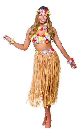 Damen Hawaii Party Kostüm 5pc Kostüm Outfit für Hawaiian Kostüm Erwachsene von Wicked Costumes