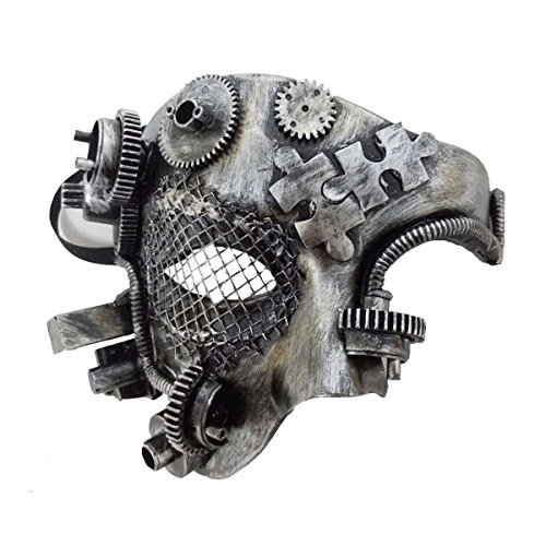Dark Dreams Gothic Steampunk Maske Silver Steam I Gears Cyber Robot Metalloptik von Dark Dreams
