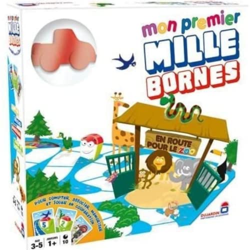 Dujardin 59001 Brettspiel Mein 1. Mille Bornes – Auf zum Zoo, französisches Gesellschaftsspiel von Dujardin