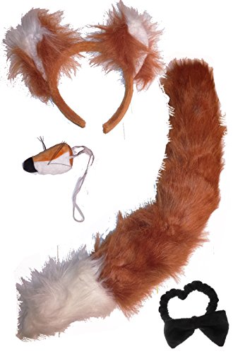 Faschingskostüm Damen Fuchs-Set (Schwanz, Haarreif, Nase, Fliege) (rot-braun) von Orlob