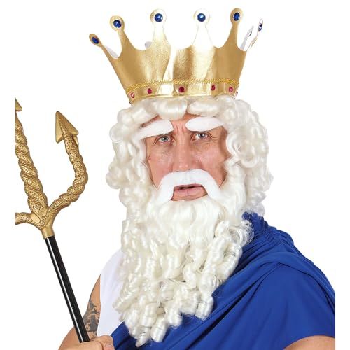 Widmann Z0787 - Perücke Zeus mit Bart, Schnurrbart & Augenbrauen, weiß, Locken-Perücke, Poseidon, Motto-Party, Karneval von WIDMANN MILANO PARTY FASHION