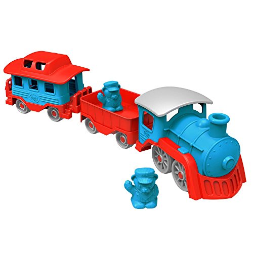 Green Toys 8601054 GRNTRNB-1054, Eisenbahn, Zug, Lok mit 2 Waggons, Spielzeugzug, nachhaltiges Spielfahrzeug für Kinder ab 24 Monaten, Blau von Green Toys