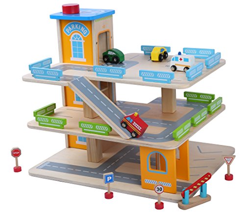 LEOMARK Große Parkgarage aus Holz - Auto Parkhaus - Garage mit Zubehör, Spielgarage mit Lift, Hubschrauber, LEOMARK Große Parkgarage aus Holz - Auto Parkhaus - Garage mit Zubehör, Spielgarage mit Lift, Hubschrauber, von Leomark