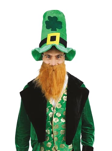 P'TIT CLOWN - 73200 – Hut in Form eines St. Patricks mit Rotbart – perfektes Kostümzubehör für Veranstaltungen zum Thema Irland – Erwachsene, Männer – Polyester – Grün, Rot von P'tit Clown