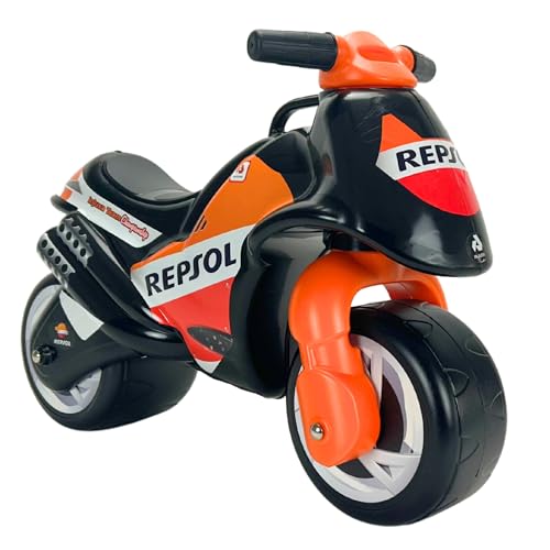 INJUSA - Moto Laufrad Neox Repsol, Ride-On für Kinder von 18 Monaten bis 3 Jahren, mit breite Kunststoffräder, Tragegriff für die Eltern, dauerhafte und wasserfeste Dekoration, Farbe Schwarz von INJUSA
