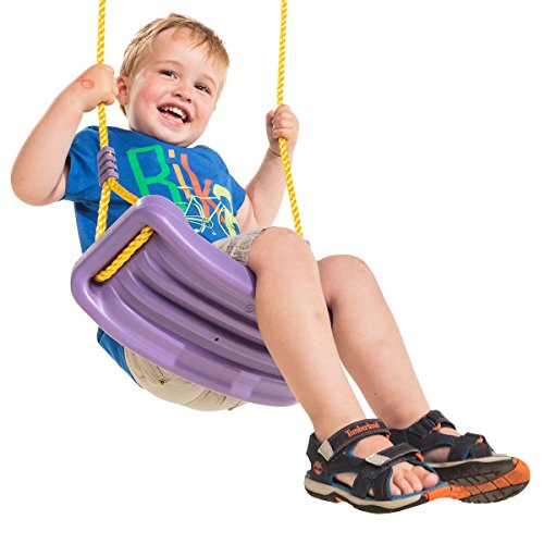 KBT Schaukelsitz Lila mit gelben Seilen - Schaukel aus HDPE für Kinder und Erwachsene bis 70 kg. Klassische Brettschaukel für Spieltürme, Stelzenhäuser oder Schaukeln. von Unbekannt