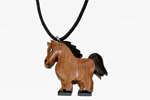 Unbekannt Kette Pferd Holzanhänger Ketten Modeschmuck Holzkette Pferde Pony Tier Tiere von Unbekannt