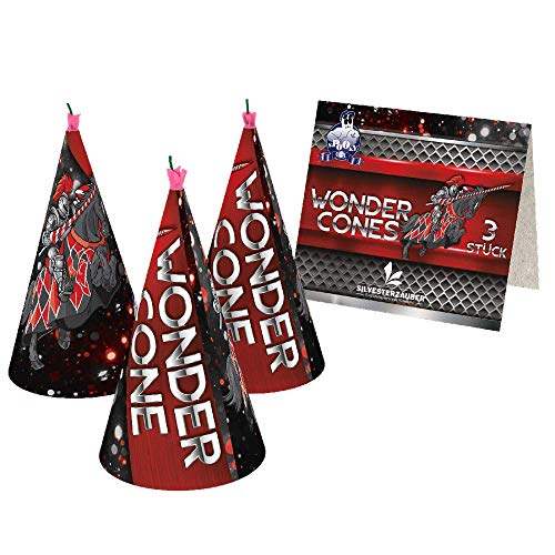 Lesli Feuerwerk Wonder Cones - 3 Silbervulkane mit rotem Laserlicht Lesli Feuerwerk Wonder Cones - 3 Silbervulkane mit rotem Laserlicht von Lesli