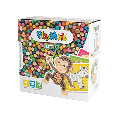 Playmais MOSAIC Little Zoo Kreativ-Set zum Basteln für Kinder ab 3 Jahren | Über 2.300 Stück & 6 Mosaik Klebebilder mit Zootieren | Fördert Kreativität & Feinmotorik | Natürliches Spielzeug von Playmais