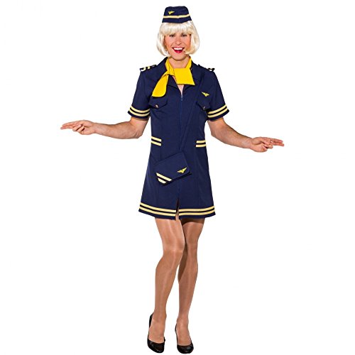 Männerballett Kostüm Stewardess Gr. 46/48 Kleid Haube blau Fasching Flugbegleiterin von Orlob