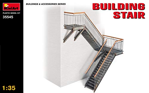 MiniArt 35545 1:35 Gebäudetreppe - originalgetreue Nachbildung, Modellbau, Plastik Bausatz, Basteln, Hobby, Kleben, Modellbausatz, Zusammenbauen, unlackiert, grau von MiniArt