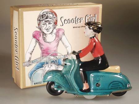 Motorrad mit Girl - Motorrad mit Aufziehwerk - Blechspielzeug von Unbekannt
