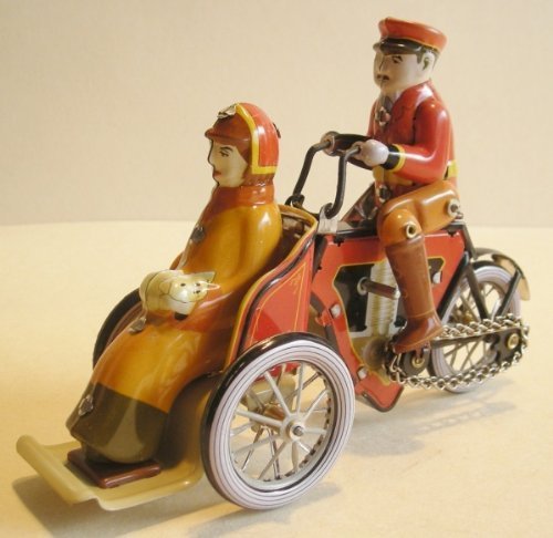 Motorraddroschke zum Aufziehen aus Blech, Blechspielzeug Motorraddroschke zum Aufziehen aus Blech, Blechspielzeug von Unbekannt