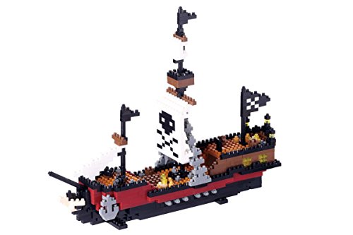 nanoblock NBM-011 - Pirate Ship / Piratenschiff, Minibaustein 3D-Puzzle, Middle Series, 780 Teile, Schwierigkeitsstufe 5, für Experten von nanoblock