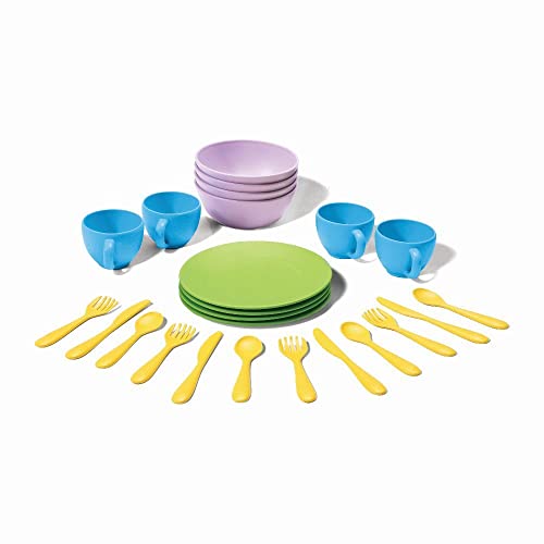 Green Toys 8664052 Geschirrset für Kinderküche, Spielküche, Rollenspiel, nachhaltiges Küchenspielzeug für Kinder ab 24 Monaten, 24-teilig von Green Toys