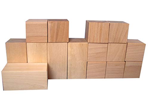 Baukid Holzbauklötze ZUBEHÖRSET 2", beinhaltet 15 unbehandelte Bauklötze in Zwei Größen (Quader und Würfel), Ergänzungsset für Baukid 40, 100, Kiste 60 und Kiste 80 von baukid.de