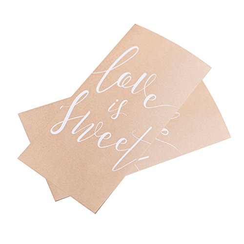 Papier-Tüten/Party-Tüten/Candy-Bar-Tüten Love is Sweet in braun & weiß/Zubehör Hochzeit Candy-Bar/Hochzeits-Deko/Party-Tüten/Papier-Tüten (60 Tüten) von My Weddingshop