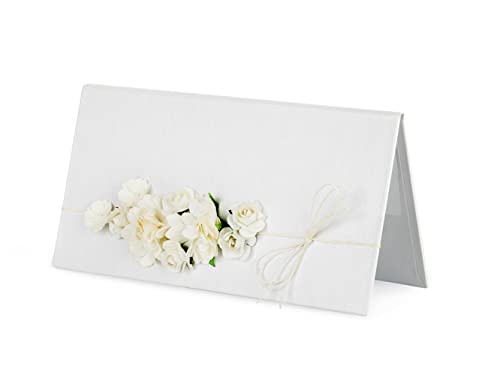 Elegantes Hochzeitskarte Etui für Geldgeschenke 19x10cm, Perlmutt Papier, Geschenkverpackung, Glückwunschkarte, Gutscheinfach, ideal für Geld - Hochzeitsgeschenke oder Gutscheine zur Hochzeit von PartyDeco