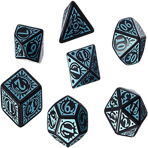 Q WORKSHOP Pathfinder Iron Gods RPG Ornamented Dice Set 7 Polyhedral Pieces von Q WORKSHOP