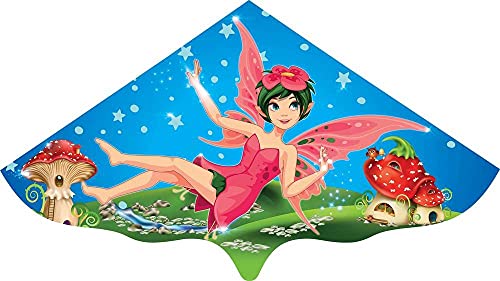 Paul Günther 1101 - Kinderdrachen Magic Fairy, Einleinerdrachen aus robuster PE-Folie für Kinder ab 4 Jahren, mit Wickelgriff und Schnur, ca. 115 x 63 cm groß, ideal auch bei leichtem Wind von Günther Flugspiele