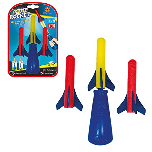 Paul Günther 1557 - Raketen-Spiel Mini Hand Pump Rocket, inkl. 3 Schaumstoff-Raketen, Raketen fliegen bis zu 10 Meter weit, für Kinder ab 4 Jahren von Paul Günther