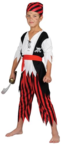 Pirat Seeräuber Freibeuter Verkleidung für Jungen Fasching Halloween Kostüm S von Wicked Costumes