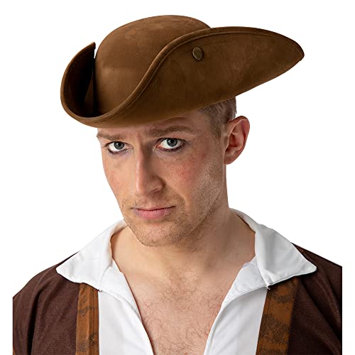 Pirate Hat - Super Deluxe Brown Suede Fancy dress accessory von Wicked