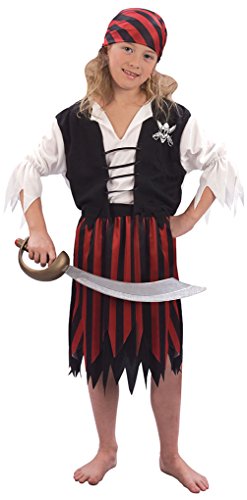 Fancy Me Mädchen 4 Stück rot schwarz Piraten Party Welttag des Buches Woche Halloween Karneval Kostüm Verkleidung Outfit 4-12yrs Jahre - 4-6 Years von Fancy Me