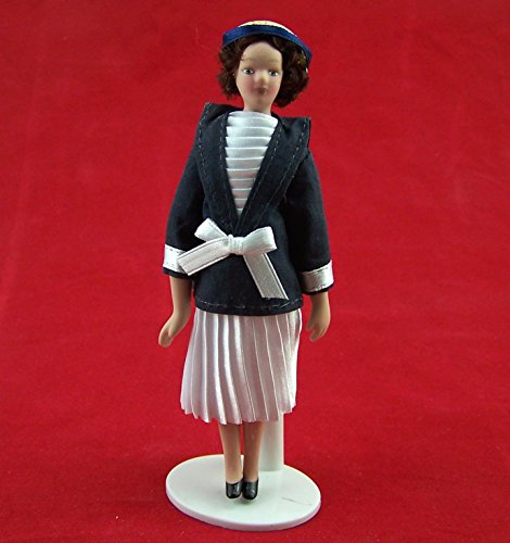 Puppe Dame im Plisseekleid Puppe für die Puppenstube Miniatur 1:12 von Unbekannt