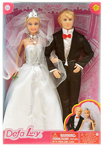 Puppen Hochzeitspaar Puppe Braut und Bräutigam mit Bouquet von Unbekannt