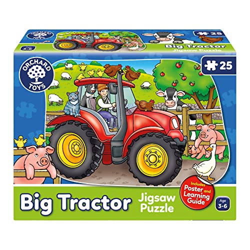 Orchard Toys Big Tractor Jigsaw Puzzle, 25-Piece Farm Themed Shaped Puzzle for Ages 3-6, Includes Poster, Perfect Party Gift von Orchard Toys
