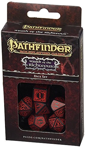 Q WOKSHOP Pathfinder Wrath of The Righteous RPG Ornamented Dice Set 7 Polyhedral Pieces von Q WORKSHOP